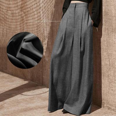 Graue High-Waist Casual Wide-Leg Hose - Damen Herbst/Winter Stil