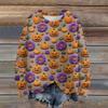 Ladies' Fashionable Casual Long Sleeved Halloween Printed Round Neck Knitted Yarn