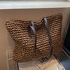 IELGY Commuter Straw Tote Bag Large Capacity All-Match Woven Shoulder Bag