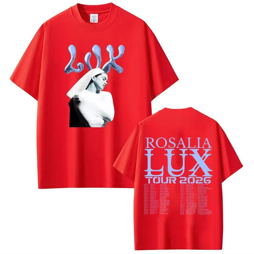 Singer Rosalia LUX Tour 2026 Printed Tees Men Women Fashion Tshirt Shortsleeved Loose Harajuku Oversized Aesthetics Tshirts