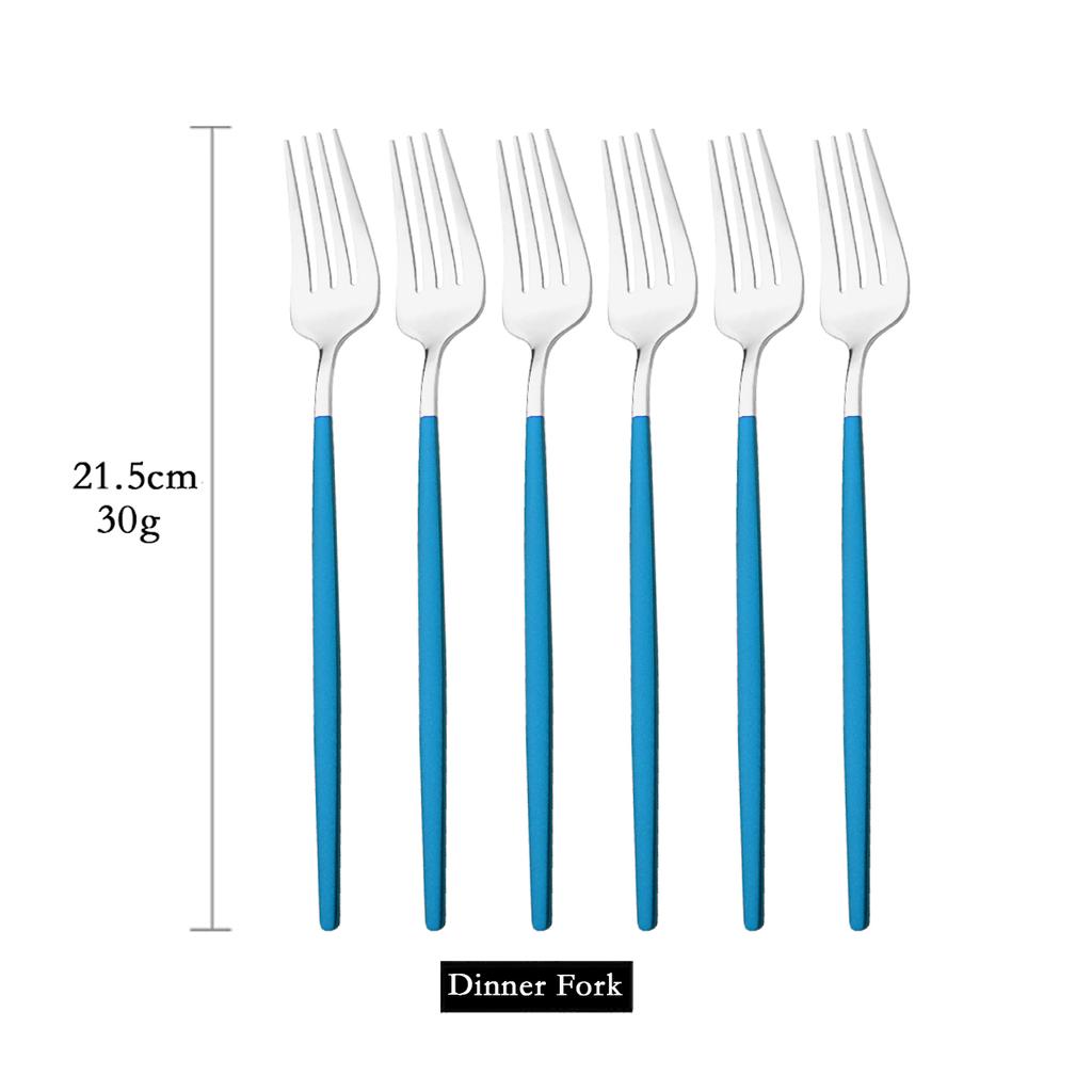 6Pcs Colorful Cutlery Set Stainless Steel Dinner Fork Set Dessert Cake Fork Fruit Salad Fork Tableware Set Kitchen Flatware Set