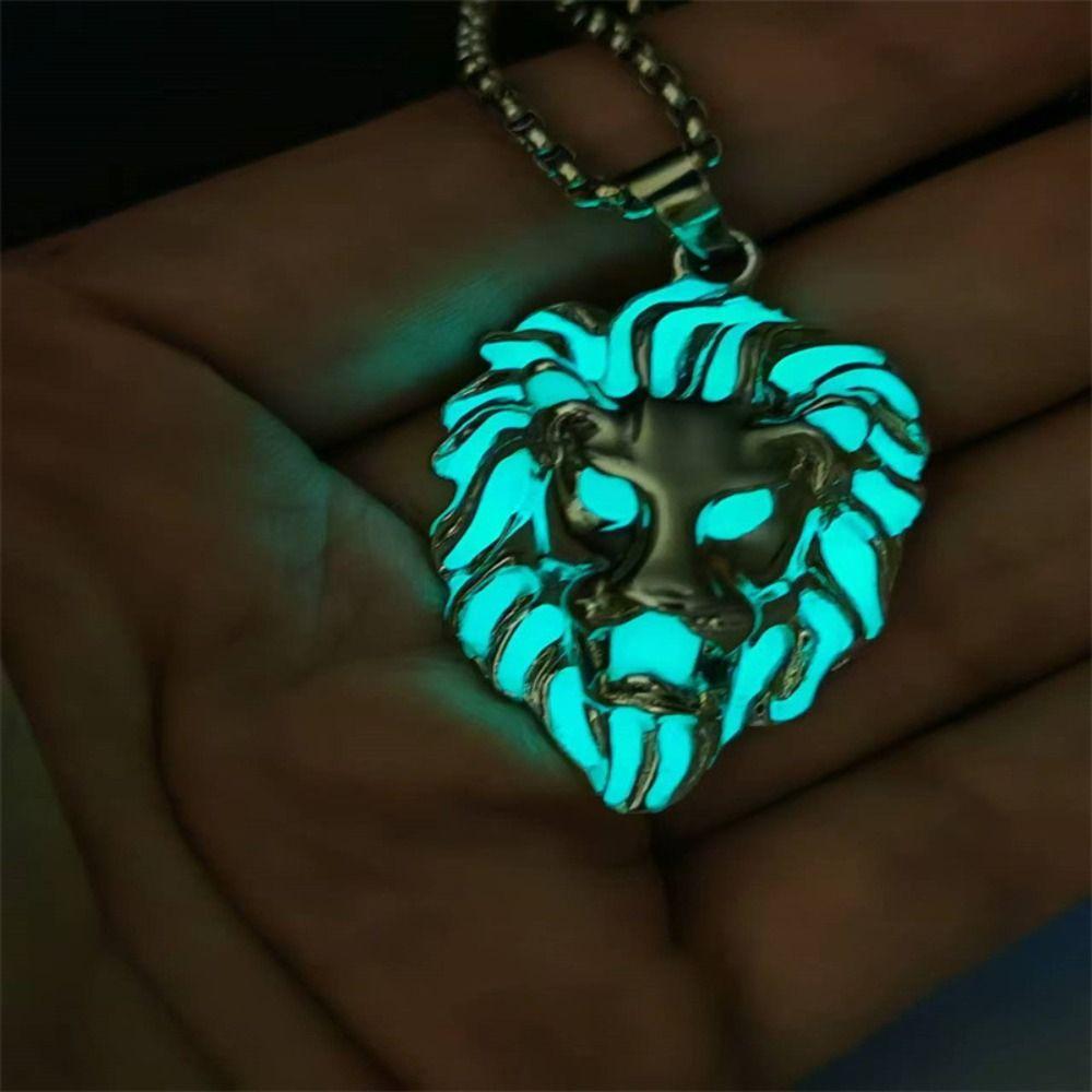 Animal Halloween Necklace Zinc Zinc Alloy Hip Hop Neck Chains Cool Luminous Pendant Necklace  Women Men