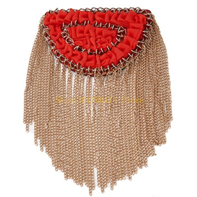 Metal Tassels Chain Epaulettes Uniform Shoulder Badges Artificial Pearls Beaded Epaulet for Party Costume Accessories Top Sale