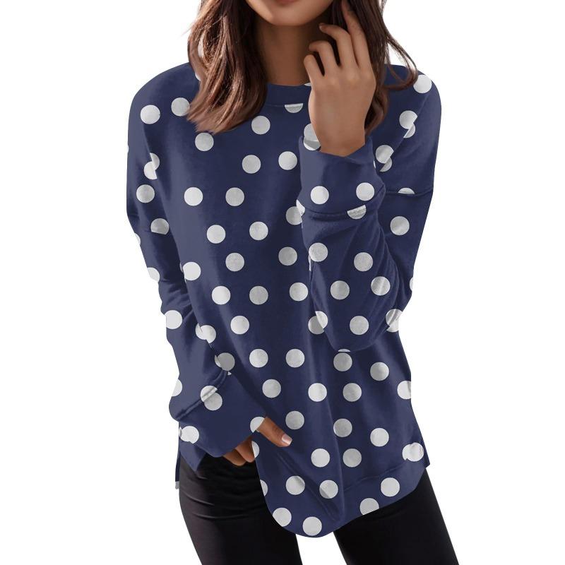 Spring And Autumn Women's Round Neck Tops Casual Fashion Print Long Sleeve O-Neck Pullover Top Blouse Women's Clothing