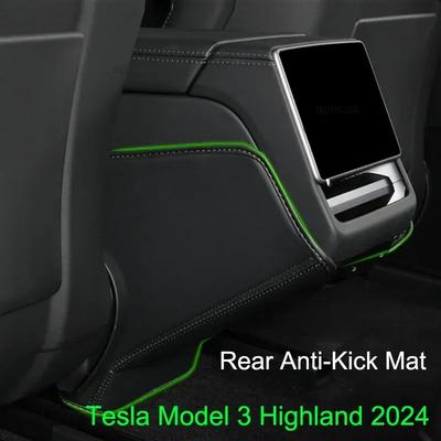 For Tesla Model 3 Highland 2024+ Central Armrest Box Rear Seat Child Anti-Kick Pad Anti Dirty Mat Back Air Vent Protection Cover