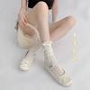 Ballet-style French Lace Bowknot Lace Socks, Summer Thin Mesh Hollowed-out Ruffled Mid-calf Stacked Socks for Women