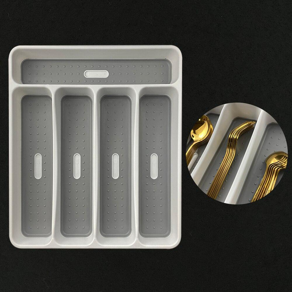 30 ks Nádobí Se Dřevěná rukojeť Příbory z nerezové oceli Nůž Dort Vidlička Lžíce Stolek Sada příborů S plastovým odkládacím táckem