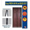 Magnetic Snap Screen Door Curtain, Polyester Meshes Frame Hook, Fit Door Up To 210cm