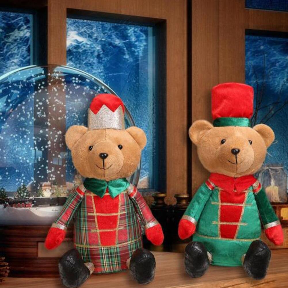 1PC Decoration Bear Doll 37*23cm Christmas Creative Cartoon Bear Sitting Ornaments Christmas Window Decorations DIY Decor Parts