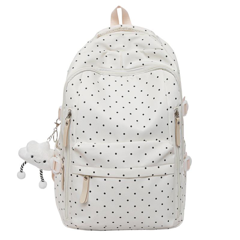 Polka Dot Lightweight Backpack for High School Girls, Simple and Trendy Design