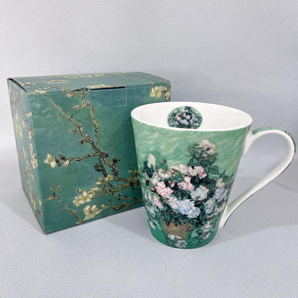 Mug Bone Porcelain Light Luxury High End Sense   Personalized Oil Painting Style Mug Sea Anemone Dandelion Water Cup Home Use