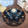 1pc Vintage flower moon butterfly round rug, non-slip, suitable for living room and bedroom, perfect for chairs, crystal velvet
