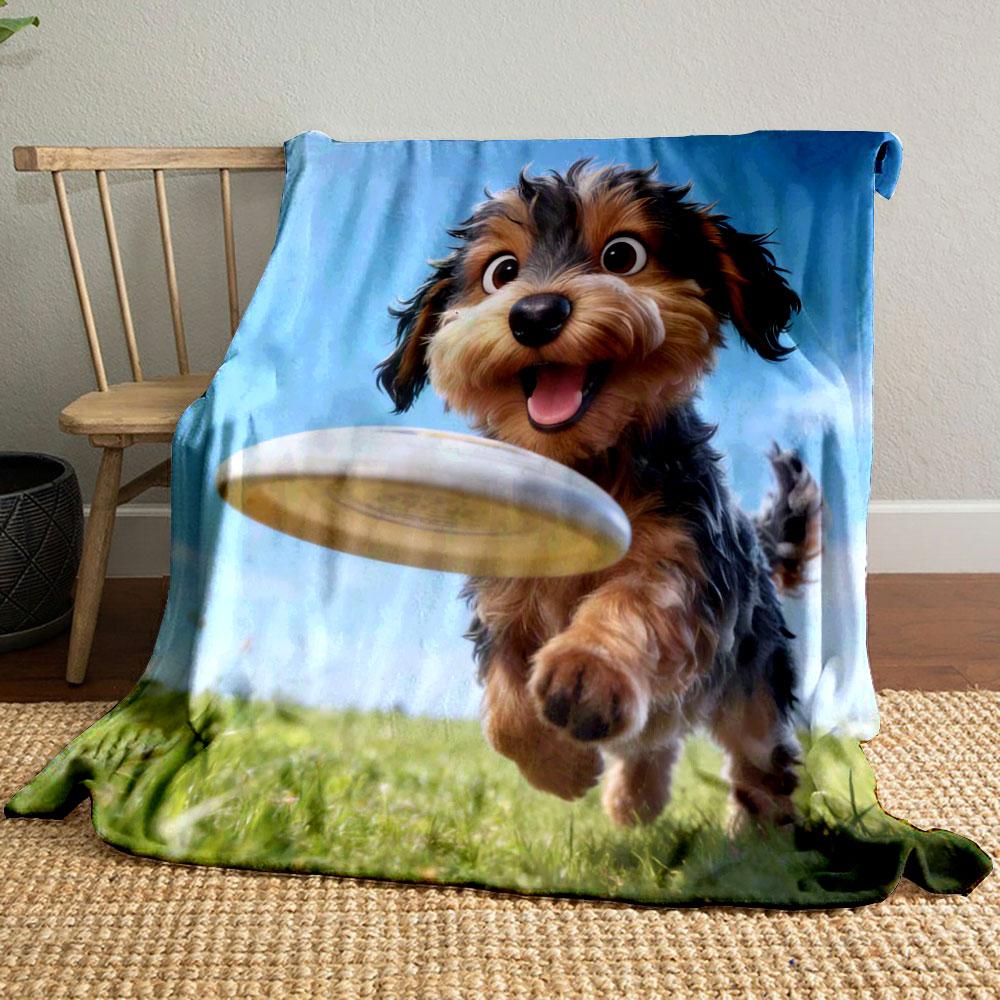 

1PC Yorkshire Terrier Theme Print Blanket Warm Soft Fluffy Kids and Adult Sofa Bed Throw Blanket Outdoor Travel Camping 75x90cm