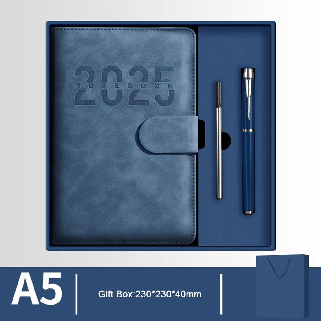 A5 Leder 2025 Geschäftsplan, Studenten Tagesplaner, 365-Tage-Notizbuch, Schnallennotizblock, Memo, 208 Blätter, 416 Seiten