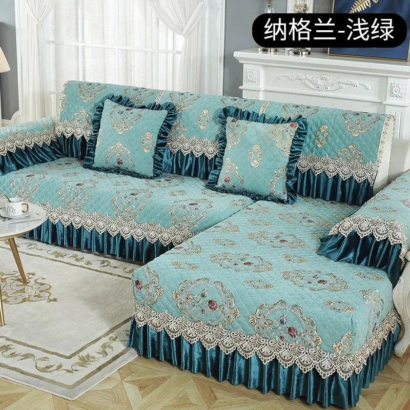 European Style Large Skirt Sofa Cover Four Seasons Universal Anti Slip Sofa Cushion High Grade Lace Fabric Sofa Towel Cushion