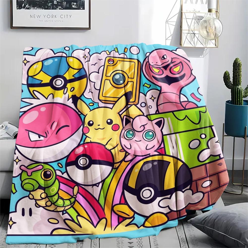 Pokemon Pikachu Print Flannel Blanket, Ultra Soft High Quality All Seasons Warm Throw, Home Decor Cozy Blanket, Perfect Christmas Gift