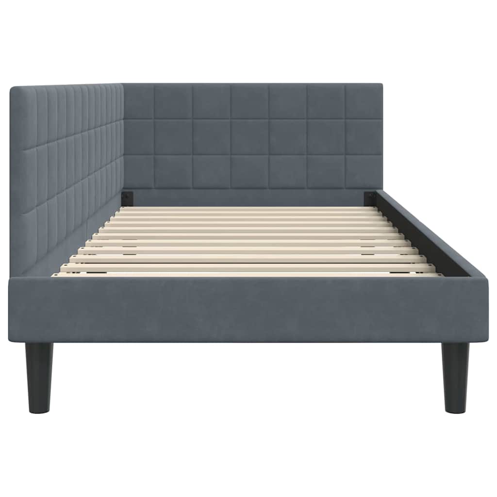 Corner Bed Frame with Headboard Dark Grey 100 Cm X 200 Cm Velvet