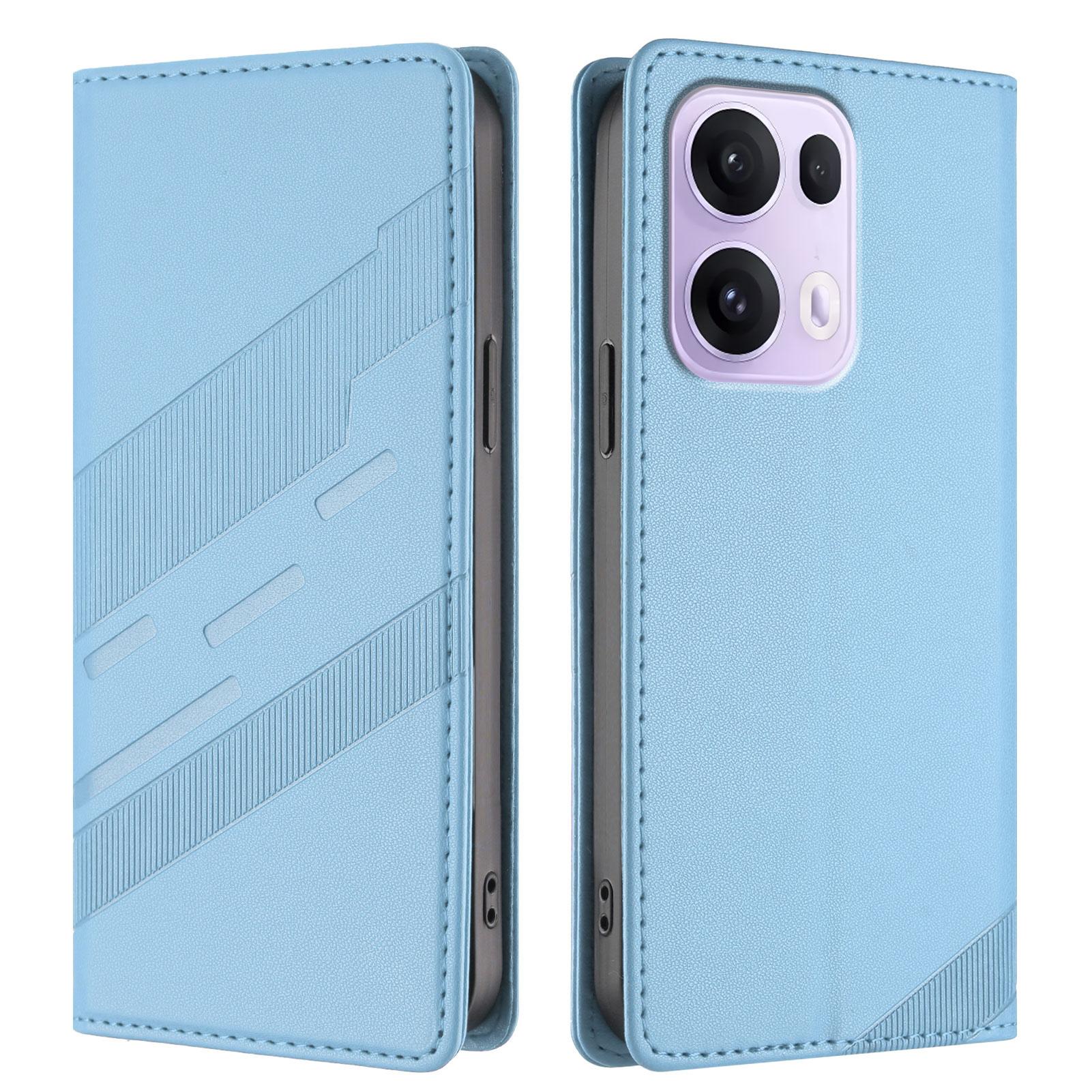 

For Oppo Reno13 Pro 5G Phone Cases Punk Style Imprinted Wallet Stand Leather Cover Baby Blue