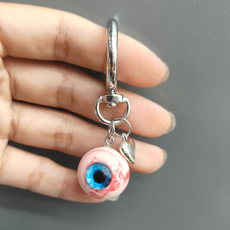Gothic Demon Heart Eye Pendant Necklaces Resin Couple Keychain Pendant Halloween Backpack Decor Charms Jewelry Gifts