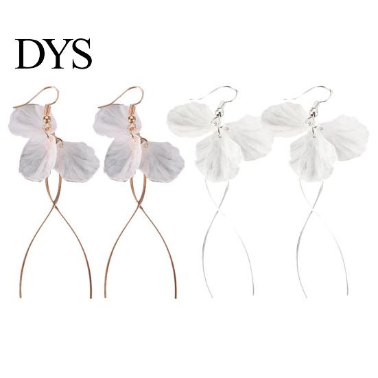 Golden Earrings Hook Fashion Elegant Petal Shape Ear Decor Long Dangle Design for Women Women's