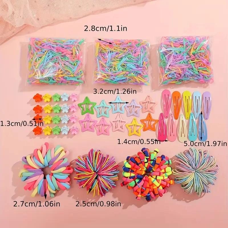 1000-teiliges gemischtes Haar-Accessoire-Set, Frisuren-Tool mit mehreren Elementen, geeignet für alle Jahreszeiten, ideales Geschenk für Frauen, verschiedene Farben, keine Box