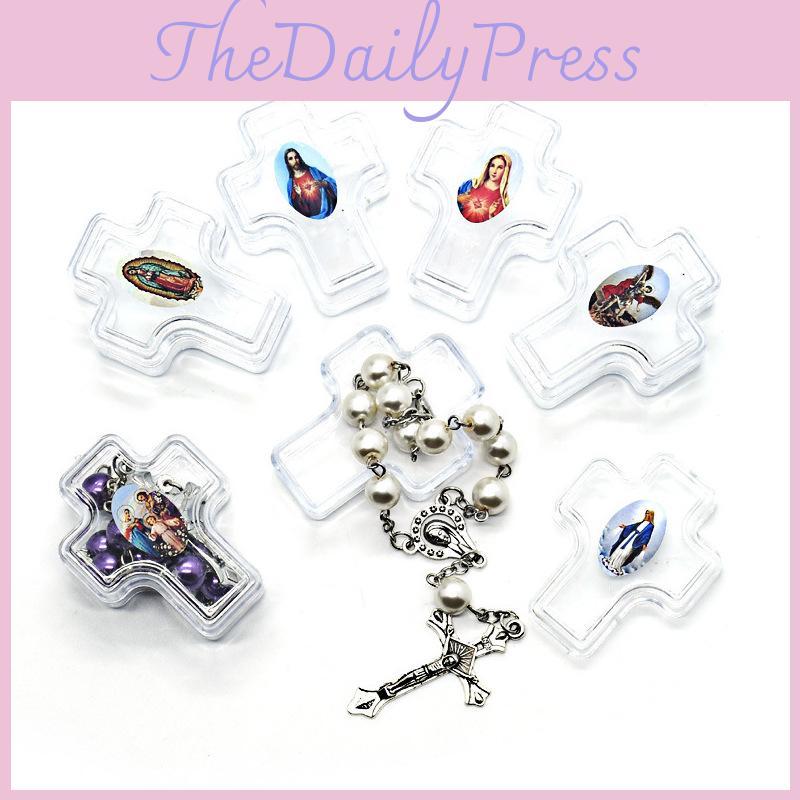 Elegant Rosary Box For Christening Souvenirs And Baptism Party Favors