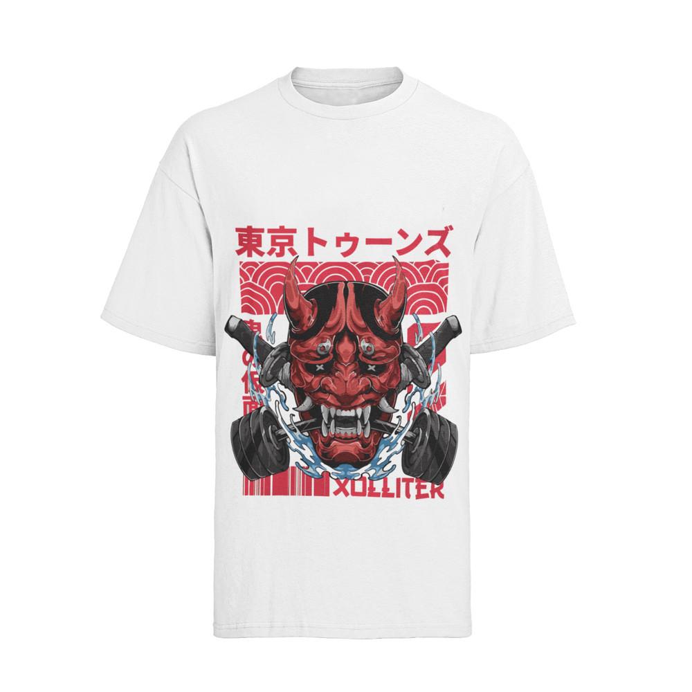 Oni Maske Katana Fitness Anime T-Shirt Herren