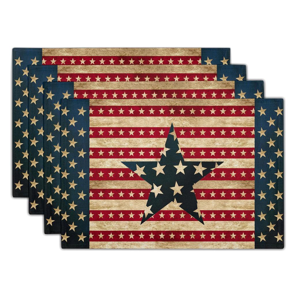 Sunflower Placemats Set of 4 18x12 Inch Summer Fruit Black and White Buffalo Plaid Linen Place Mats Wipeable Yellow Floral Table Mat