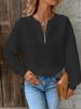 Autumn Winter Fashion Women's Casual Half-Zip Solid Color Sweatshirts Long-Sleeved Textured Tops