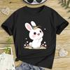 Kids Cute Cartoon Bunny Graphic Crewneck Short Sleeve T-Shirt