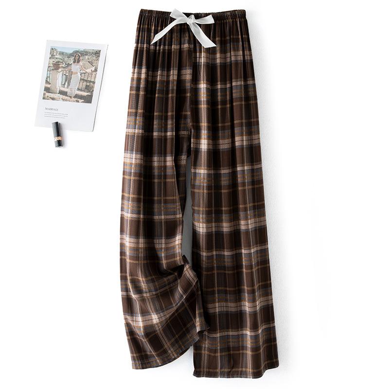 

Пижамные брюки из хлопкового шелка, женские летние тонкие антимоскитные широкие брюки, однотонные, для отдыха на открытом воздухе, для дома, с принтом, пляжные брюки Nine-minute One Size