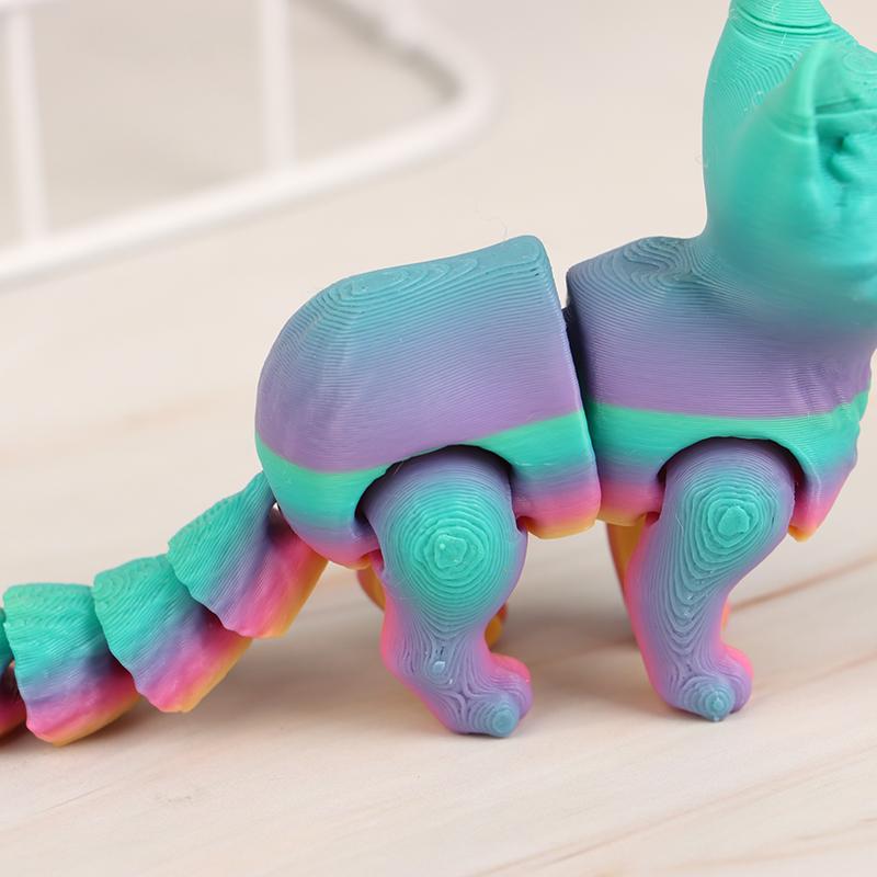 3D Printed Cute Kitten With Movable Tail Joint Children'S Gift Toy Model Car Ornament