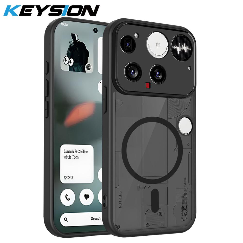 

KEYSION Magnetic Phone Case for Nothing Phone 3 Silicone+PC Matte Translucent Clear Shockproof Back Cover for Nothing Phone 3 for Nothing Phone 3 чёрный