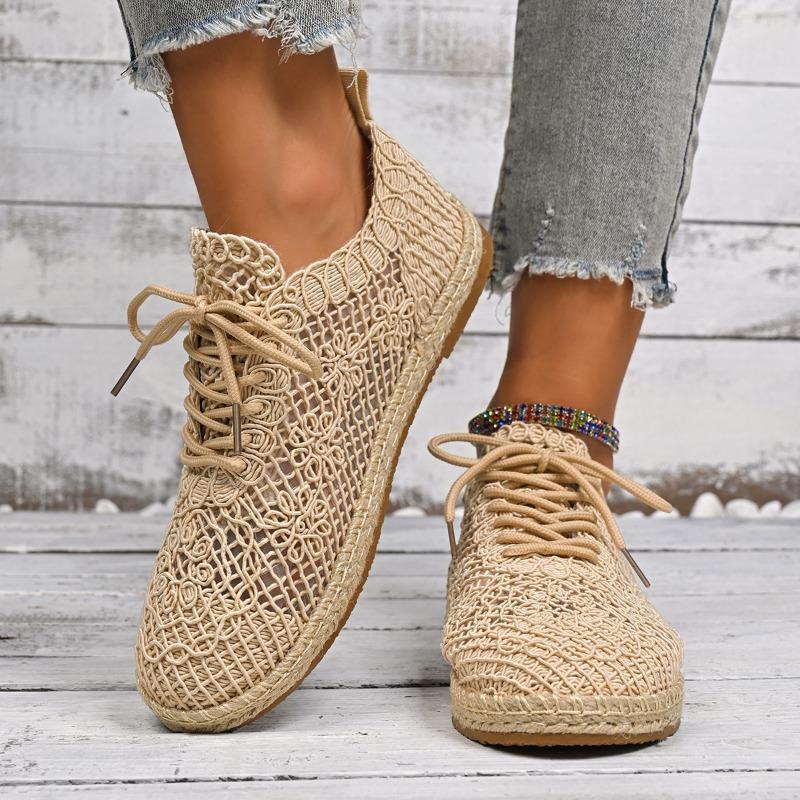 2025 Hot Sale Ladies Shoes Lace-up Women's Vulcanize Shoes Fashion Hollow Out New Plus Size Casual Comfortable Flat Low Heels