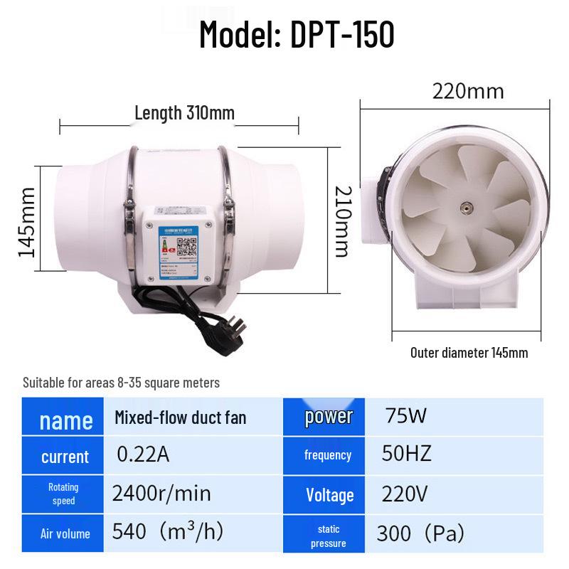 DPT-150 Supercharged Silent Kitchen Exhaust Fan