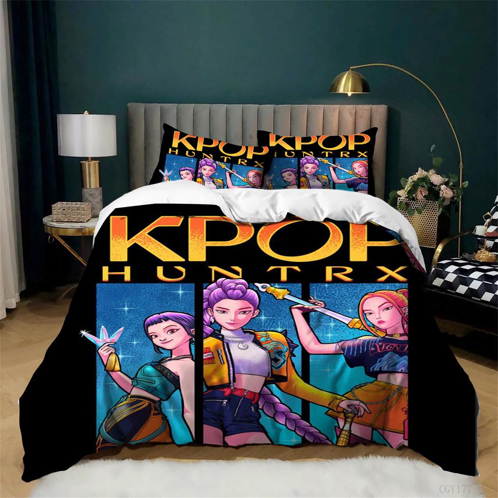 Kpop Bedding Set 3Pcs Soft Comfortable Duvet Cover Set Full Size Light-Weight Quilt Cover For All Season
