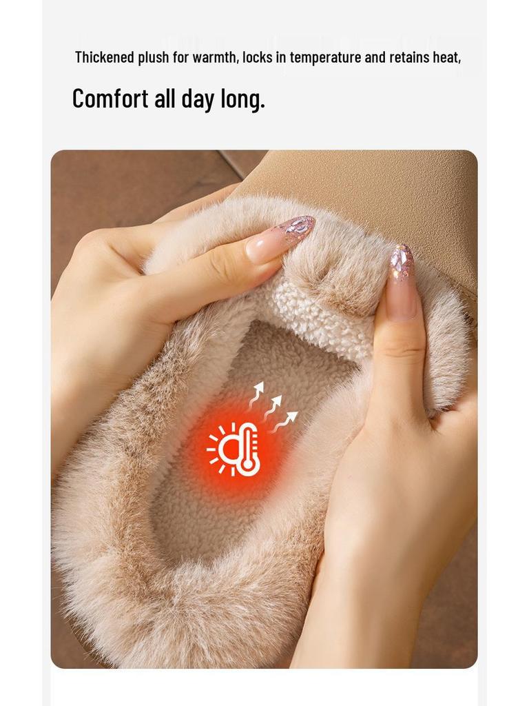 2025 Pluszowe Bawełniane Kapcie Indoor: Ciepłe, jesienno-zimowe obuwie dla par na grubej, antypoślizgowej podeszwie
