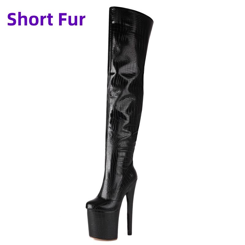 Luxury Over the Knee High Boots Women Platform Sexy 20cm Super High Heels Party Dance Club Shoes Ladies Gold Silver Long Boot