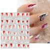 Nail Stickers Self Adhesive DIY Nails Art Supplies 5D Double Color Love Heart Embossed Flowers Manicure