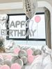 57pcs-pink birthday party set, silver love aluminum film balloons, birthday party decorations