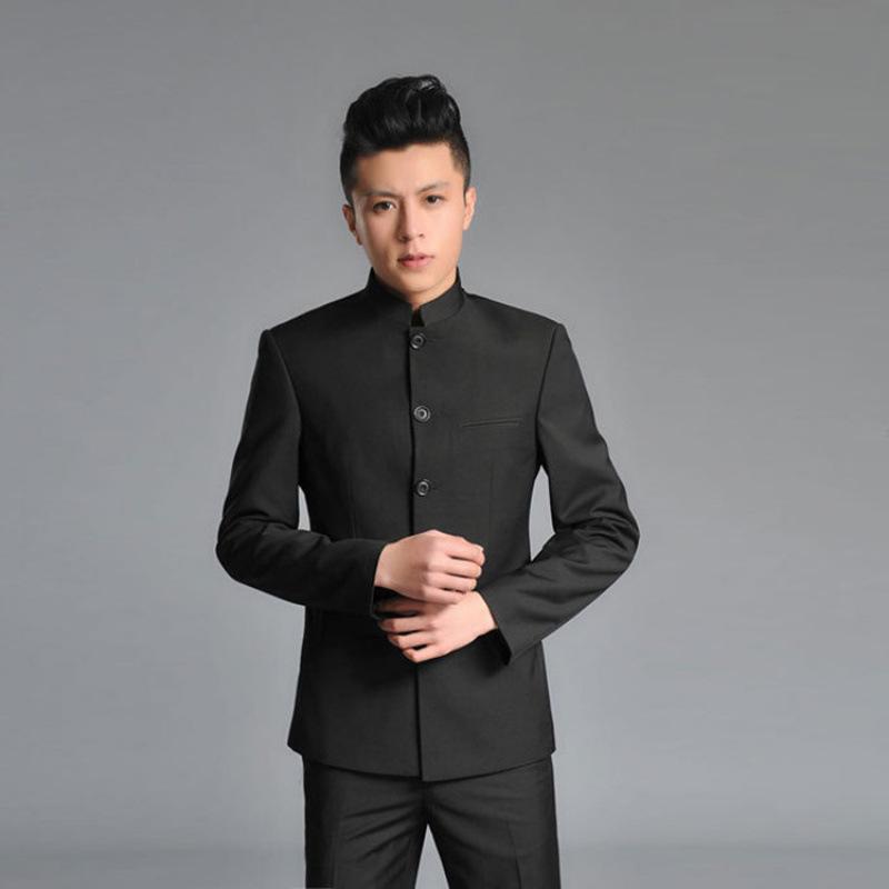 Men's Youth Slim Fit Zhongshan Suit: Stand Collar Casual Chinese Style Wedding Dress 16