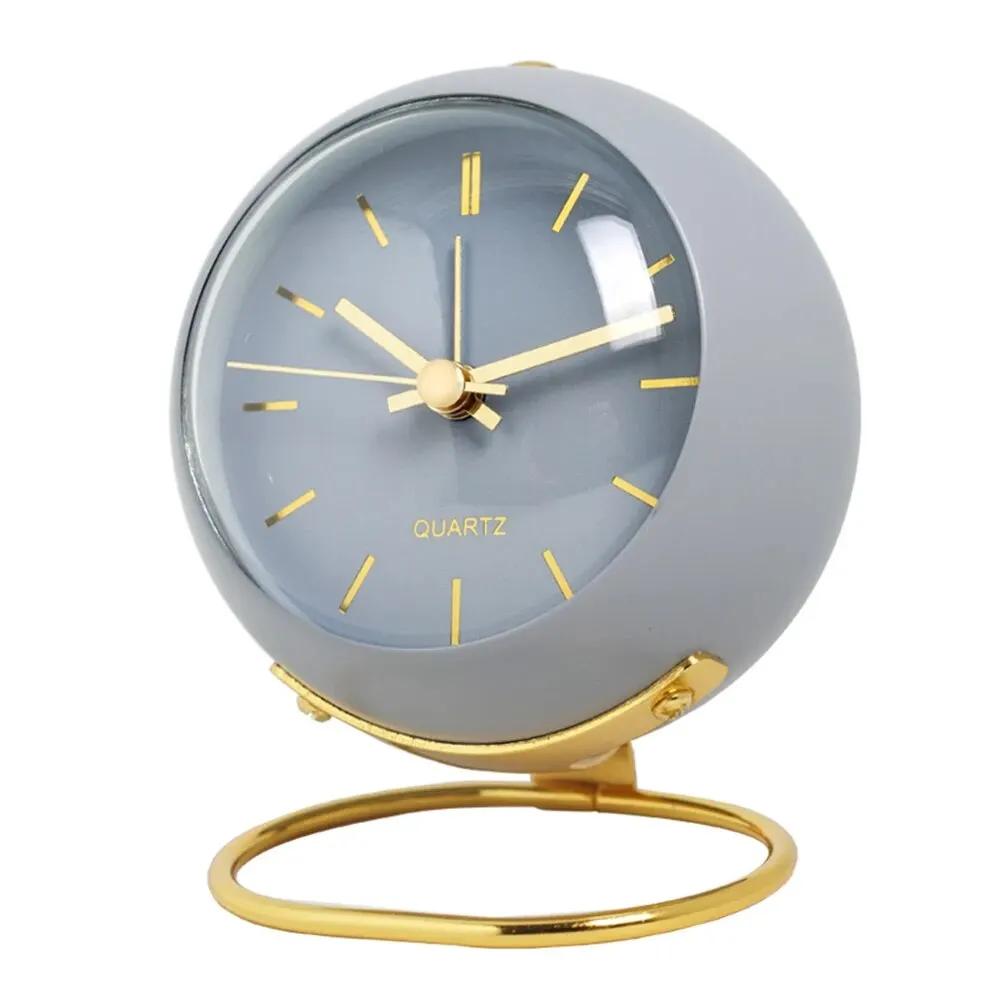 Metal Alarm Clock Silent Non Ticking Movement with Glow In the Dark Simple Style for Kids Students Bedroom Living Room Battery Operated Analog Clock