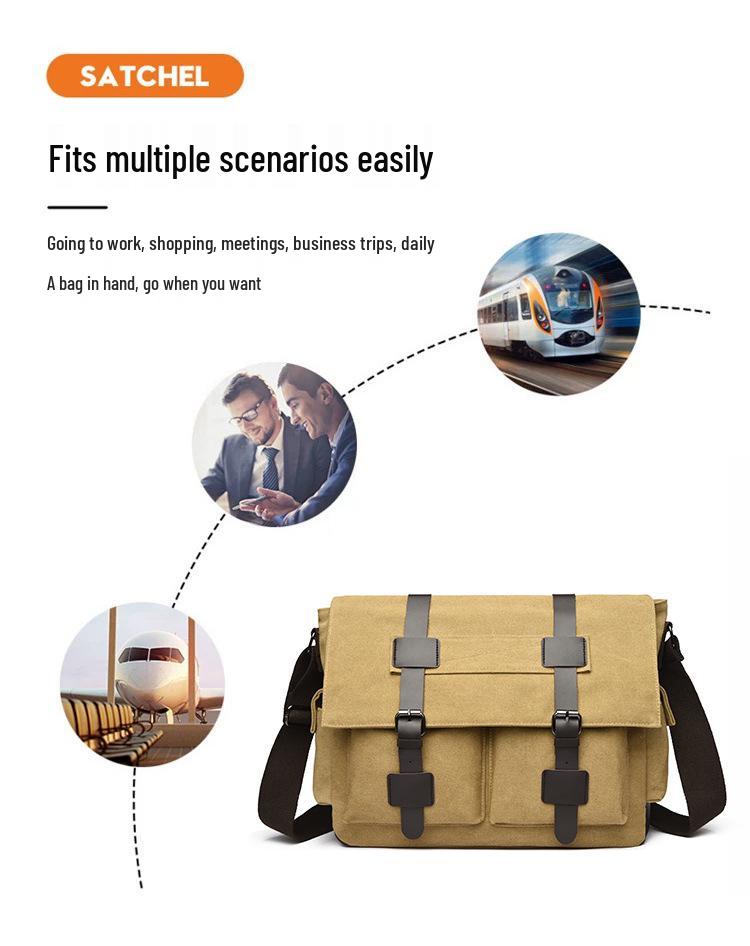 Pánská retro plátěná taška přes rameno v korejském stylu - Ležérní a praktická crossbody pro studenty