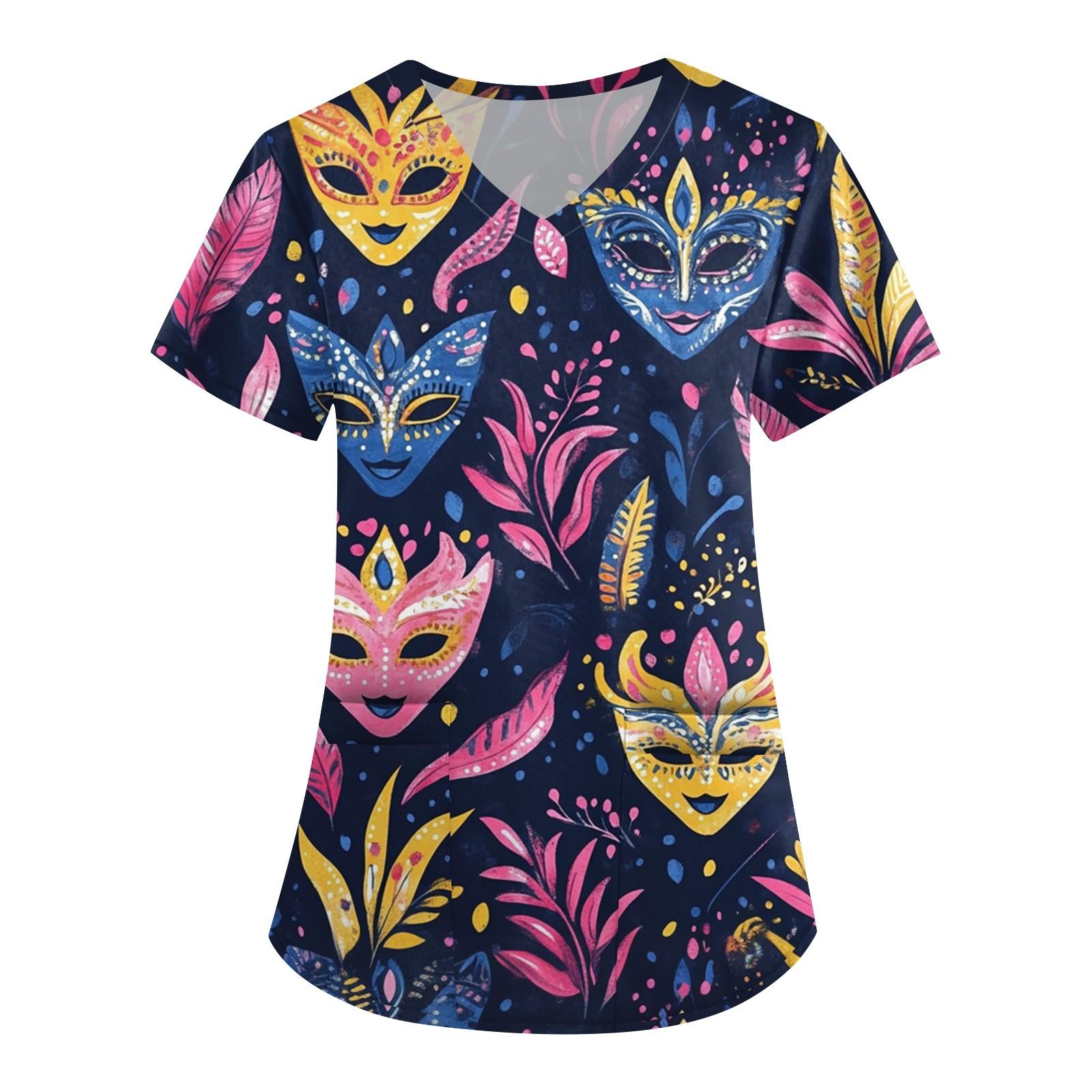 

Женский V-образный вырез, модный, повседневный, карнавальный, принтованный топ, топ Dry-nurse L