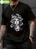 Unisex Schwarzes Medusa Kunst Grafik T-Shirt