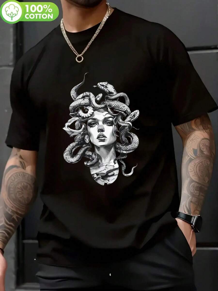 

Unissex S Black Medusa Art Graphic T-Shirt S