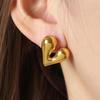 Stainless Steel Irregular Heart Earrings for Women Fashion Metal Geometric Texture Chunky Hoop Earrings Statement Jewelry Gift