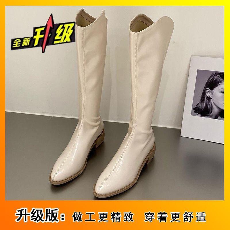 Coarse Heel Comfortable Knight Boots French Pointed Versatile Boots Women's 2025 Autumn and Winter New British Style Spice Girl Style