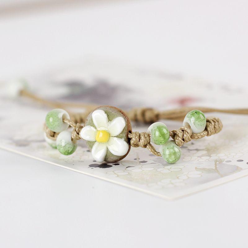 Broken Bridge Ceramic Floral Handmade Bracelet - Women's Fashion Jewelry