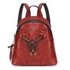 Johnature Genuine Leather Backpack Women Bag Vintage Animal Prints Embossing Leisure Large Capacity Outdoor Travel Bags
